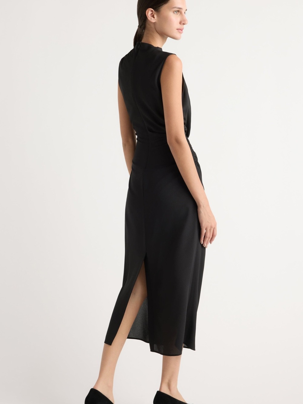 Modern Citizen Black Sleeveless Midi Dress with Back Slit Detail